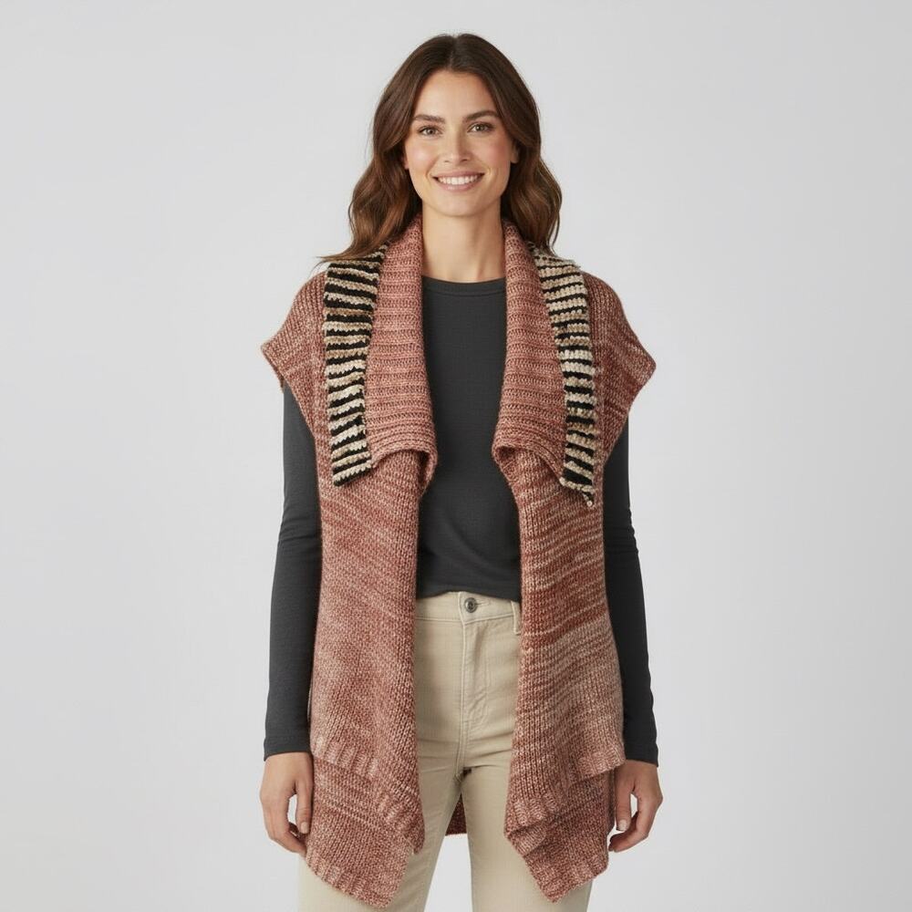 Lee Andersen Art to Wear Sweater Vest Shrug Open Front Button Size XL Ombre